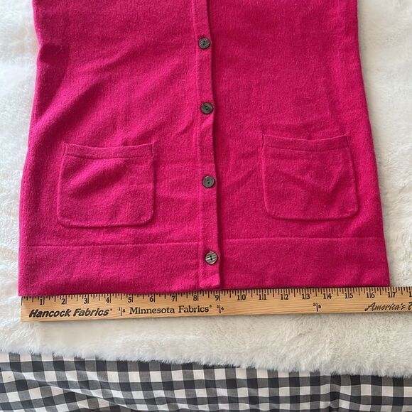 Takashimaya Japan 100% Cashmere Cardigan Sweater Pockets Size Medium Hot Pink - Picture 16 of 16